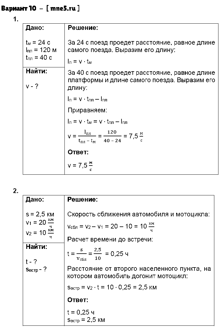 ГДЗ Физика 9 класс - Вариант 10