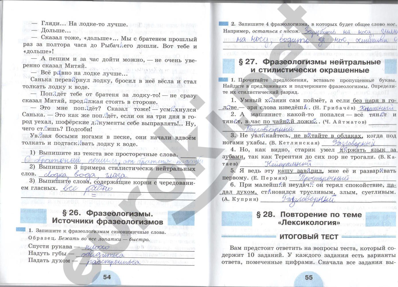 ГДЗ Русский язык 6 класс - стр. 54-55