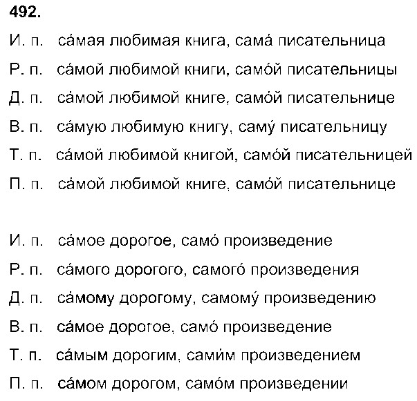 ГДЗ Русский язык 6 класс - 492