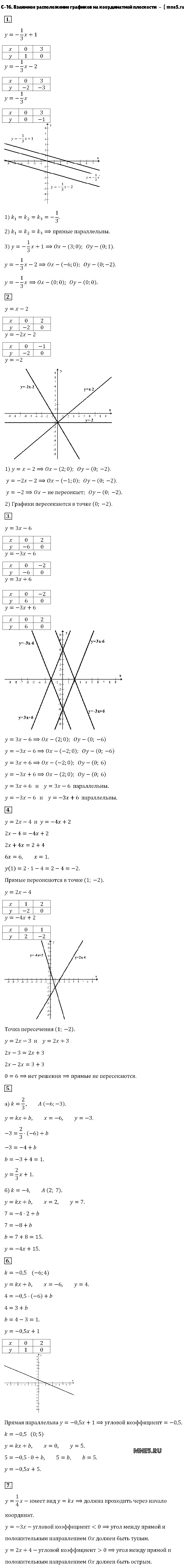 ГДЗ Алгебра 7 класс - С-16. Взаимное расположение графиков на координатной плоскости