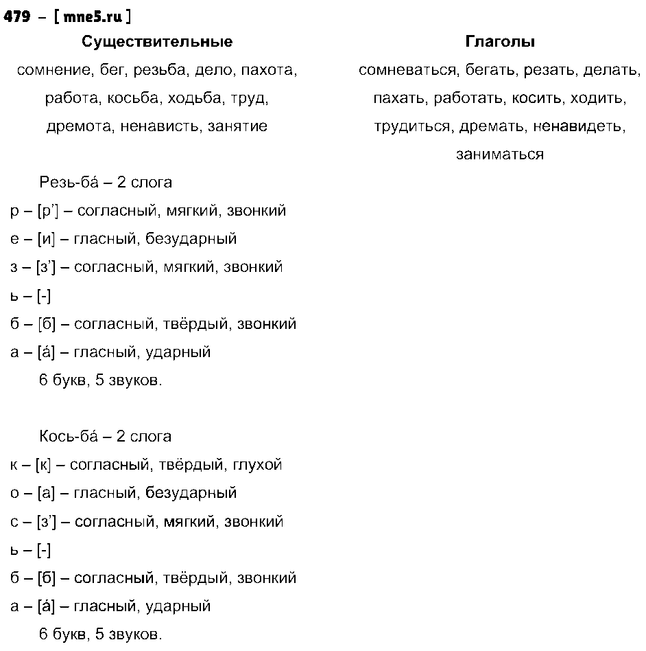 ГДЗ Русский язык 5 класс - 479