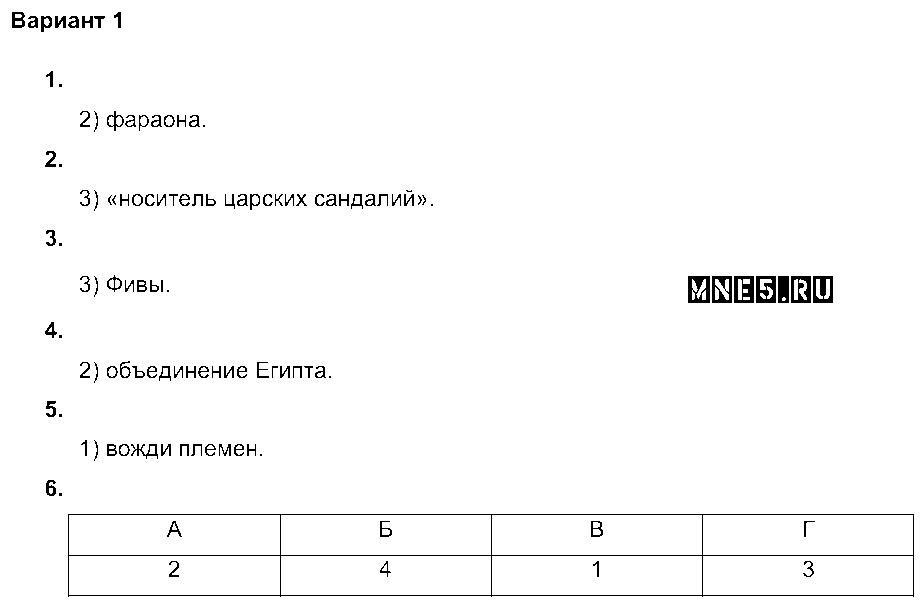 ГДЗ История 5 класс - Вариант 1