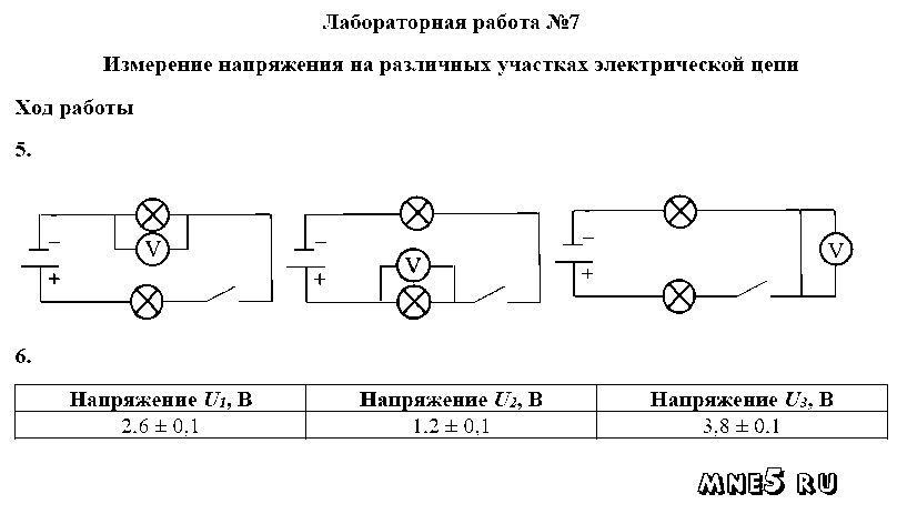 ГДЗ Физика 8 класс - ЛР-7. Измерение напряжения на различных участках электрической цепи