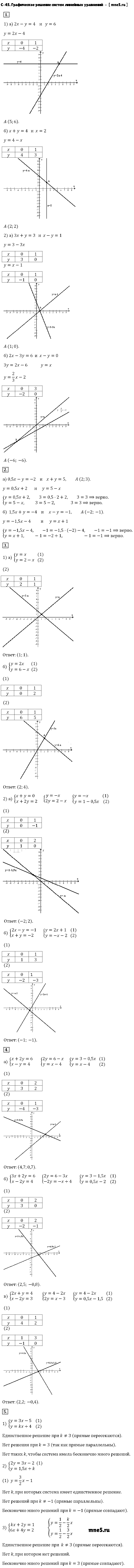 ГДЗ Алгебра 7 класс - С-45. Графическое решение систем линейных уравнений