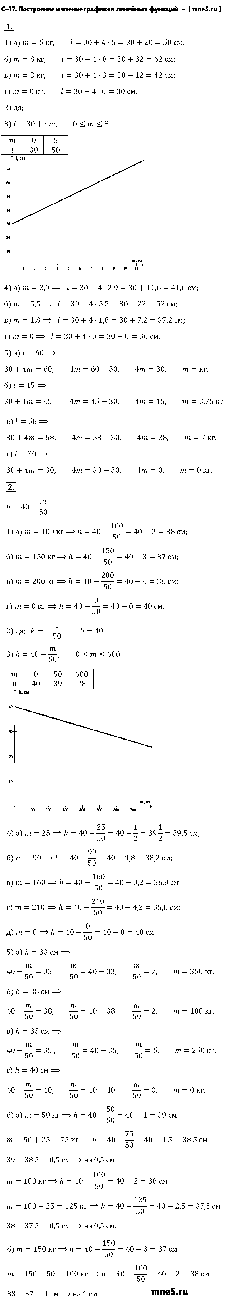 ГДЗ Алгебра 7 класс - С-17. Построение и чтение графиков линейных функций