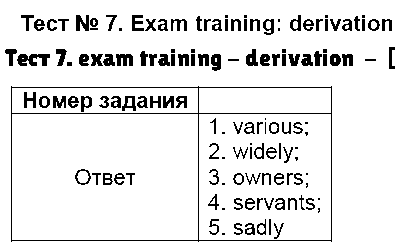 ГДЗ Английский 9 класс - Тест 7. exam training - derivation
