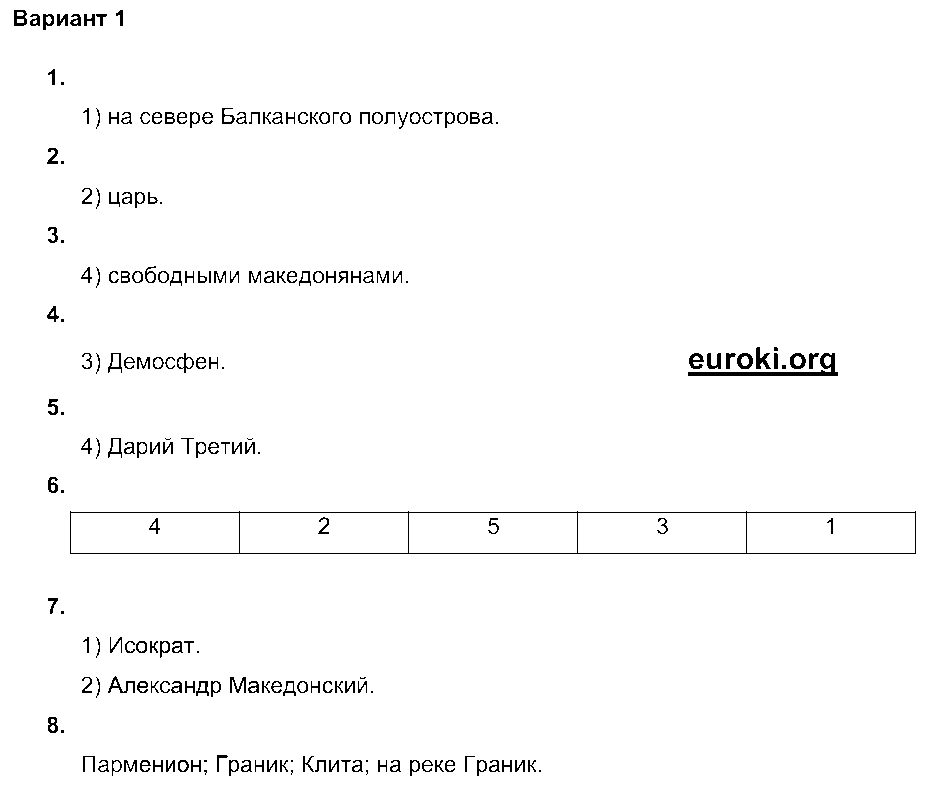 ГДЗ История 5 класс - Вариант 1