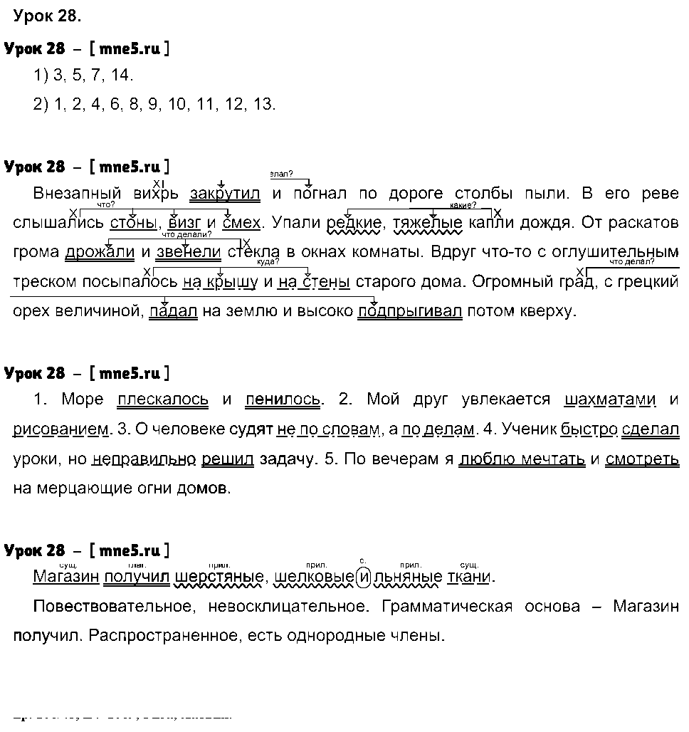 ГДЗ Русский язык 4 класс - Урок 28
