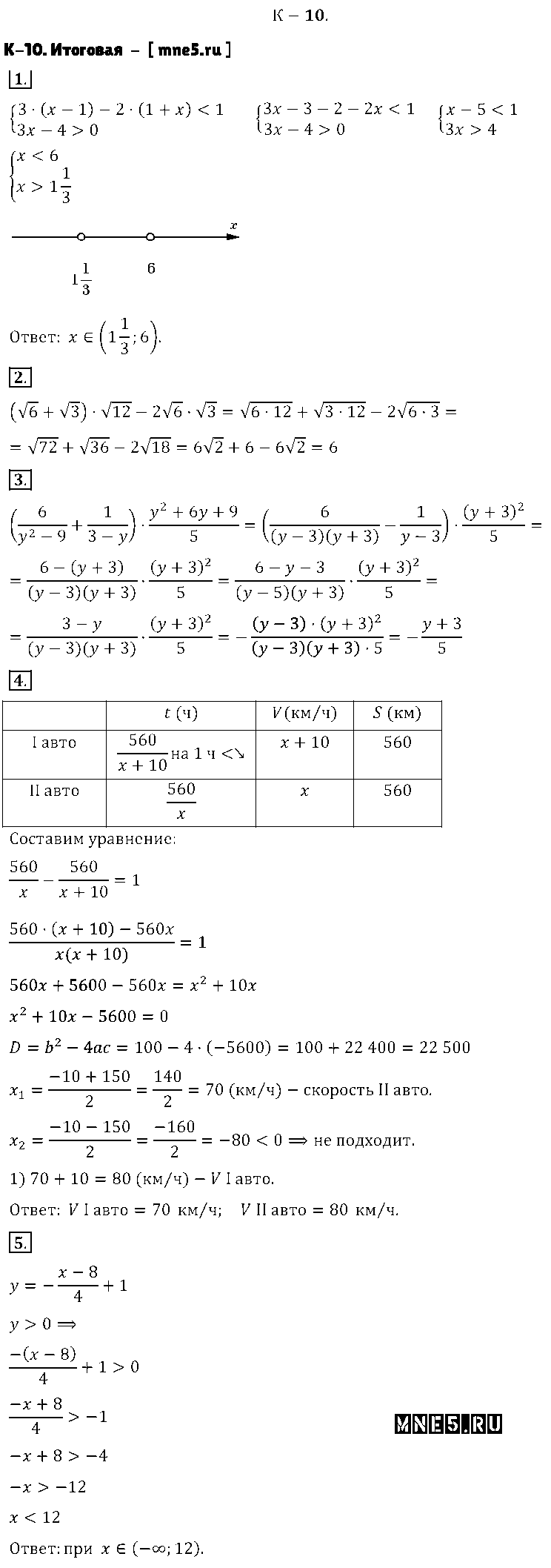 ГДЗ Алгебра 8 класс - K-10. Итоговая