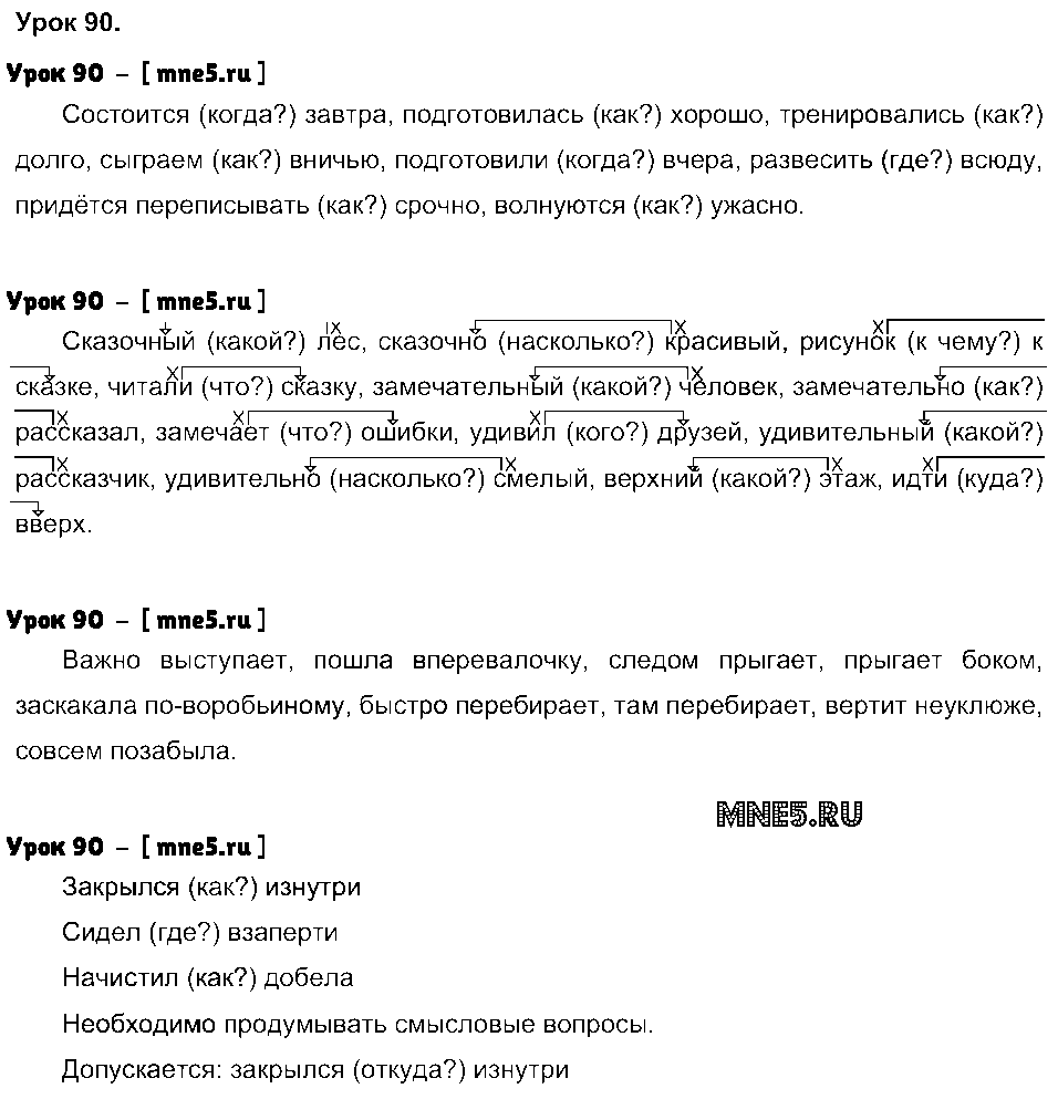 ГДЗ Русский язык 4 класс - Урок 90