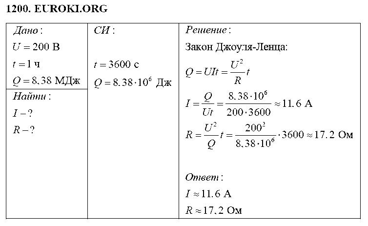 ГДЗ Физика 8 класс - 1200