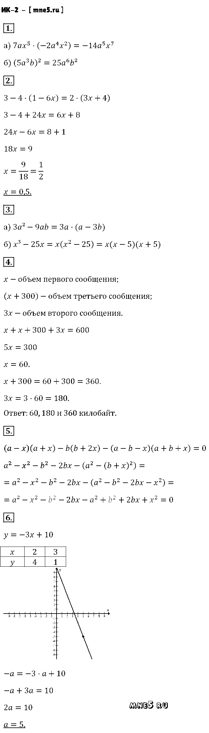ГДЗ Алгебра 7 класс - ИК-2