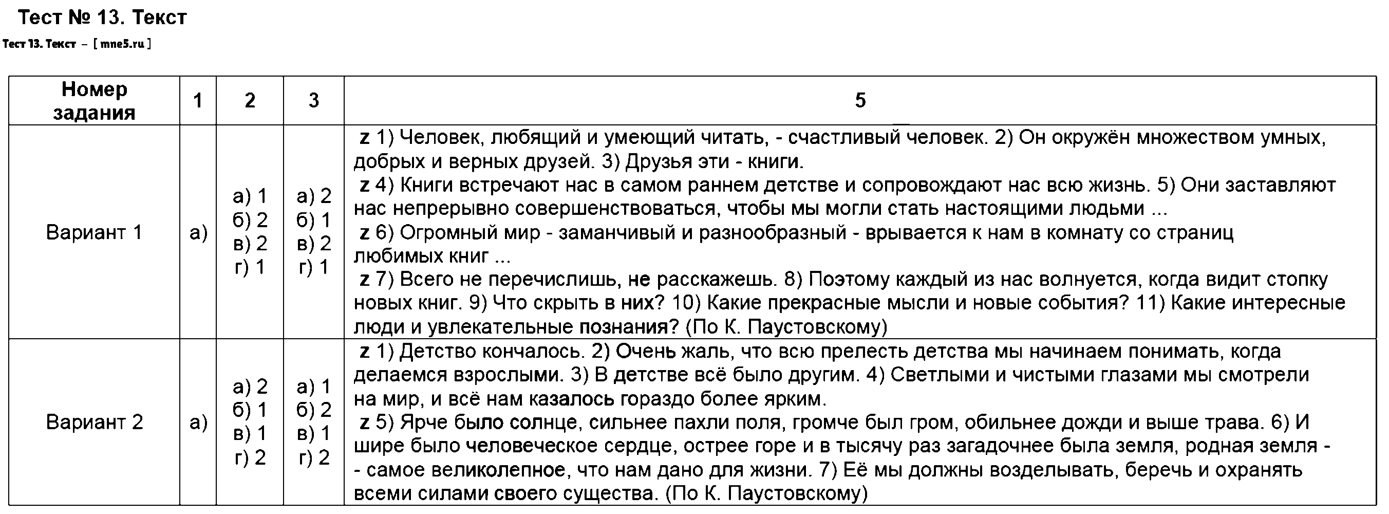 ГДЗ Русский язык 5 класс - Тест 13. Текст
