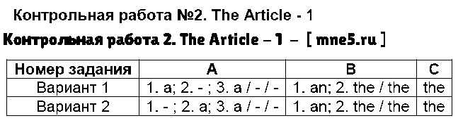 ГДЗ Английский 4 класс - Контрольная работа 2. The Article - 1