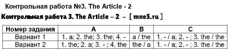 ГДЗ Английский 4 класс - Контрольная работа 3. The Article - 2