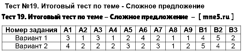 ГДЗ Русский язык 9 класс - Тест 19. Итоговый тест по теме - Сложное предложение