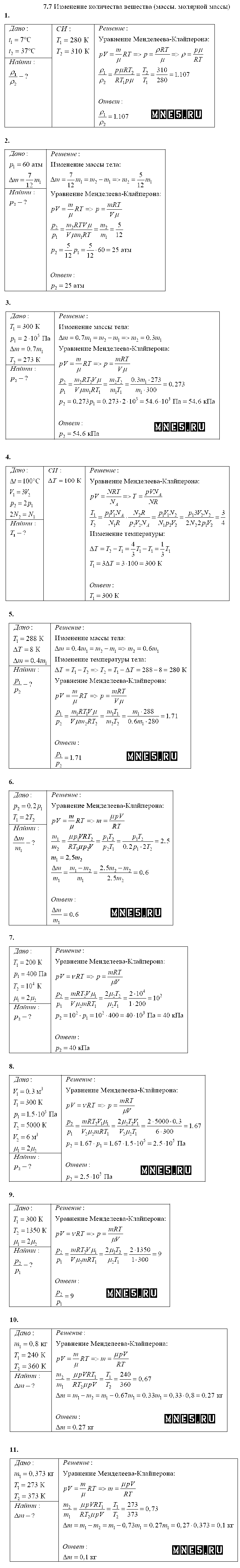 ГДЗ Физика 10 класс - 7.7. Изменение количества вещества (массы, молярной массы)