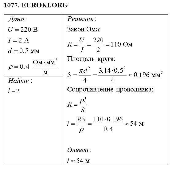 ГДЗ Физика 8 класс - 1077