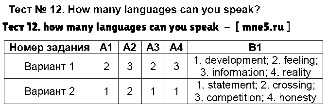 ГДЗ Английский 7 класс - Тест 12. how many languages can you speak