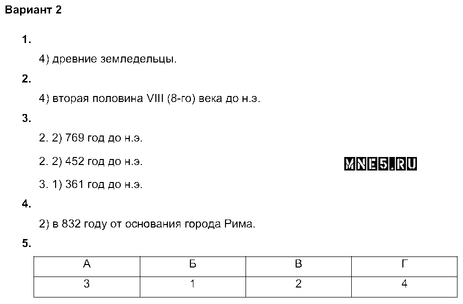 ГДЗ История 5 класс - Вариант 2