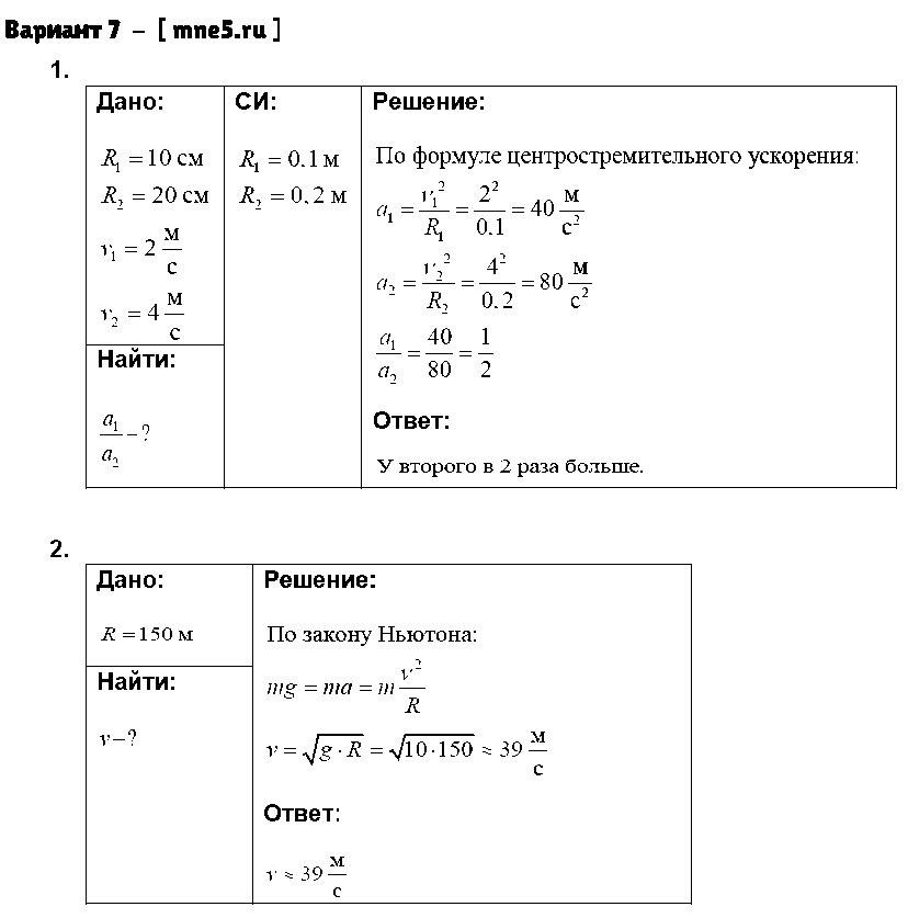 ГДЗ Физика 9 класс - Вариант 7