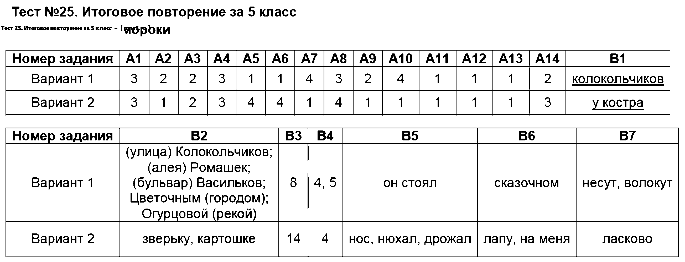 ГДЗ Русский язык 5 класс - Тест 25. Итоговое повторение за 5 класс