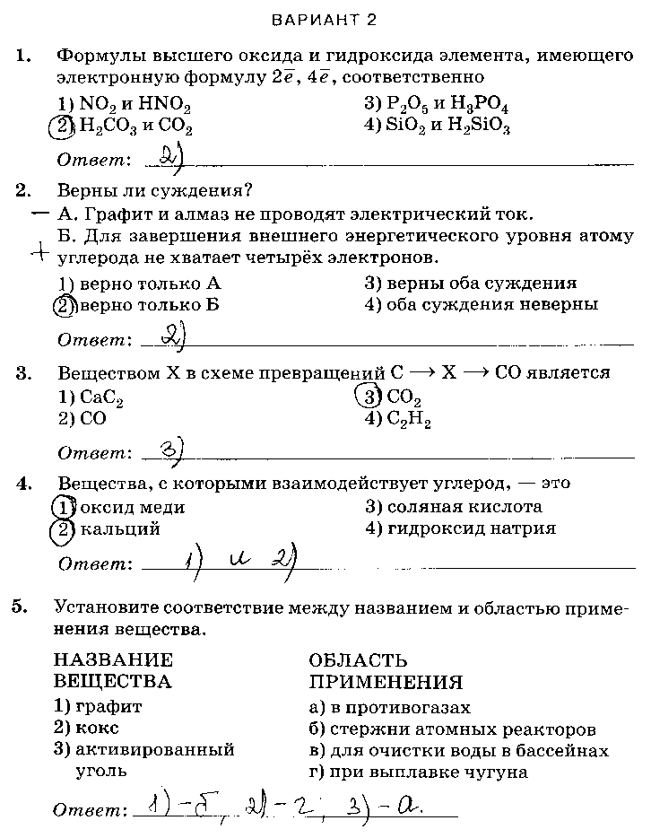 ГДЗ Химия 9 класс - Вариант 2