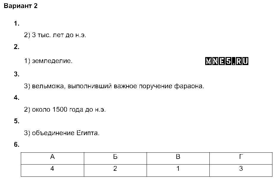 ГДЗ История 5 класс - Вариант 2