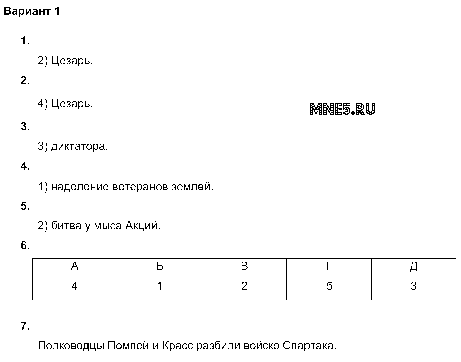 ГДЗ История 5 класс - Вариант 1