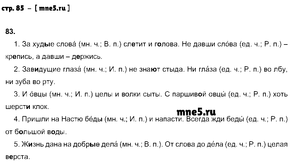 ГДЗ Русский язык 4 класс - стр. 85