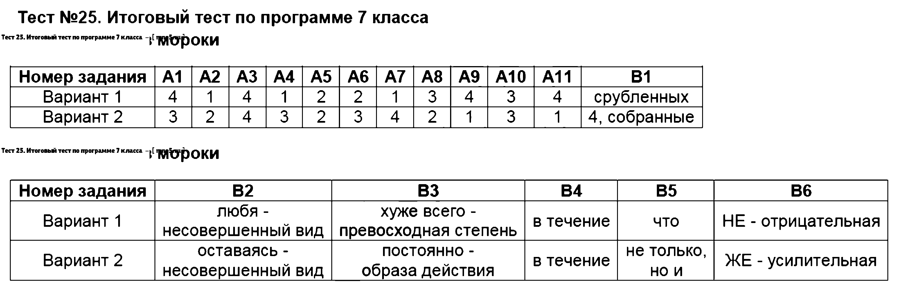 ГДЗ Русский язык 7 класс - Тест 25. Итоговый тест по программе 7 класса