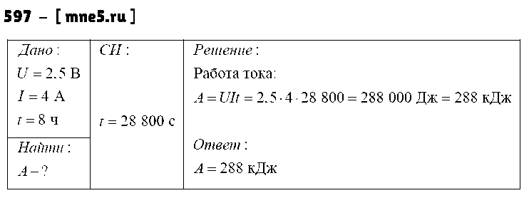 ГДЗ Физика 8 класс - 597