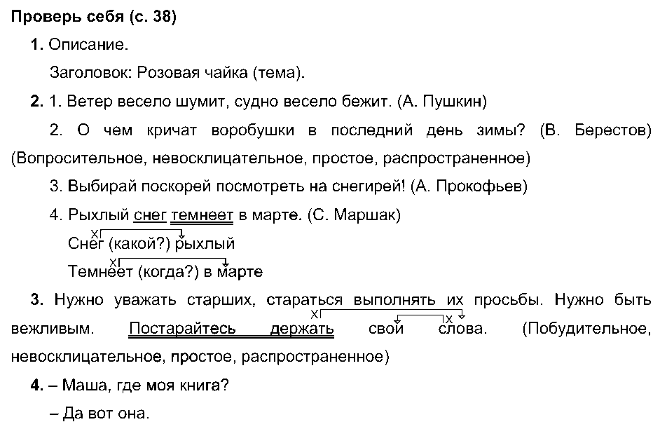 ГДЗ Русский язык 3 класс - Проверь себя (стр. 38)