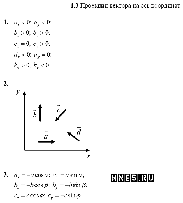ГДЗ Физика 10 класс - 1.3. Проекции вектора на ось координат