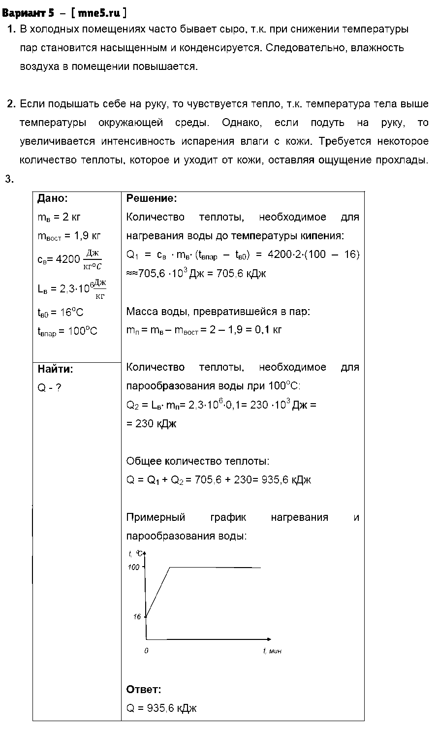 ГДЗ Физика 8 класс - Вариант 5
