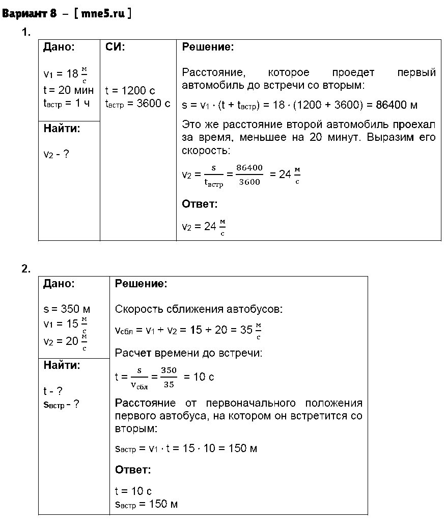 ГДЗ Физика 9 класс - Вариант 8
