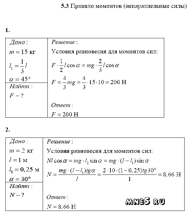 ГДЗ Физика 10 класс - 5.3. Правило моментов (непараллельные силы)
