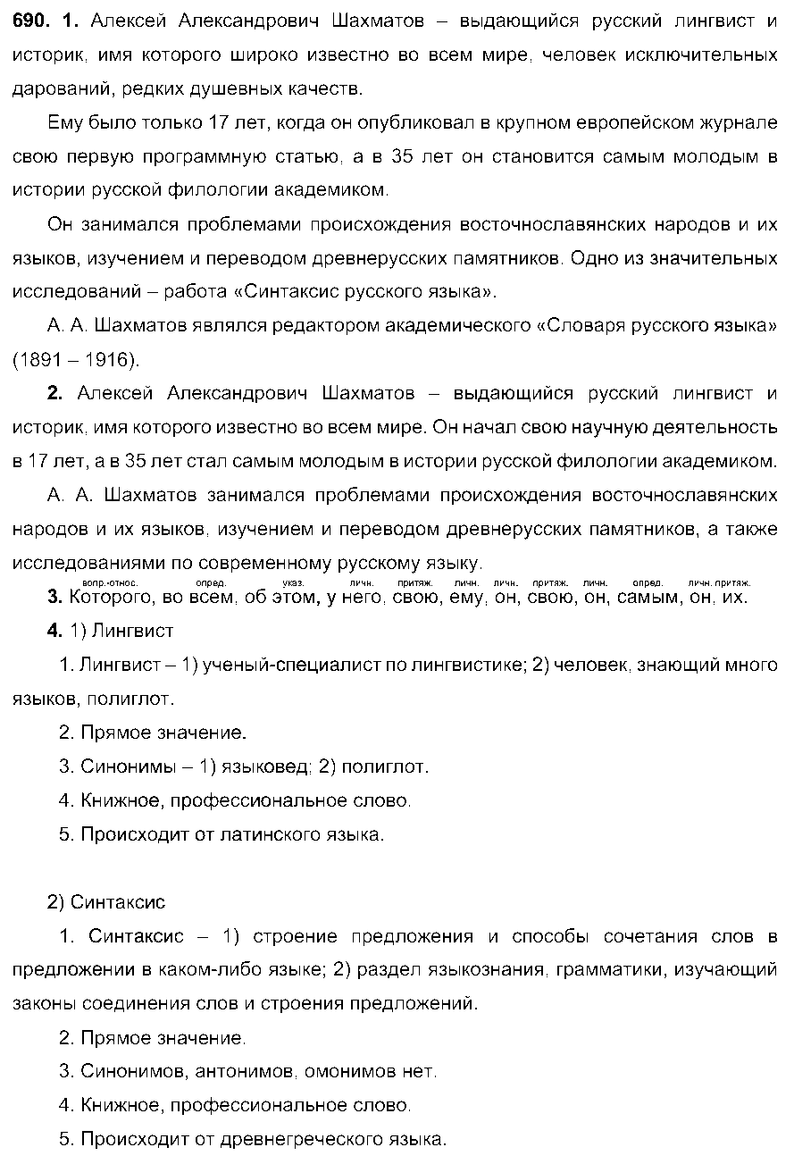 ГДЗ Русский язык 6 класс - 690