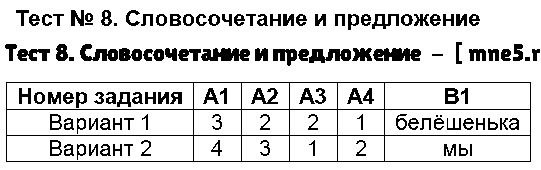 ГДЗ Русский язык 5 класс - Тест 8. Словосочетание и предложение