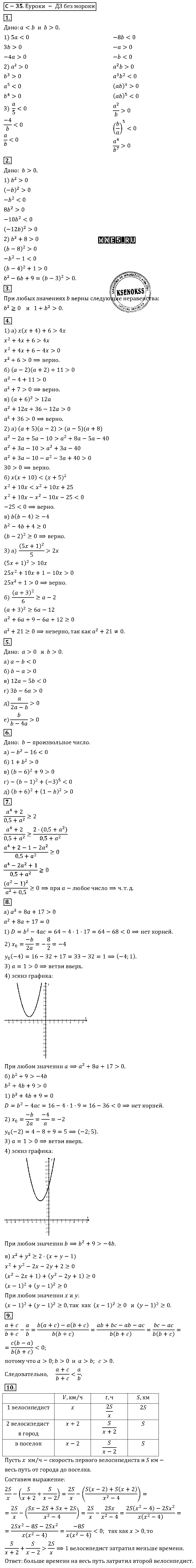 ГДЗ Алгебра 8 класс - С-34(35). Доказательство неравенств