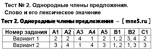ГДЗ Русский язык 4 класс - Тест 2. Однородные члены предложения