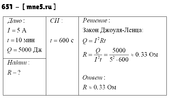 ГДЗ Физика 8 класс - 651